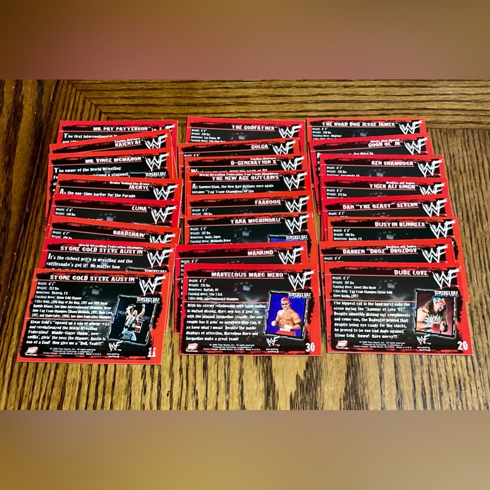 Set of 24 various vintage from 1998 WWF World Wrestling Federation Trading Cards
